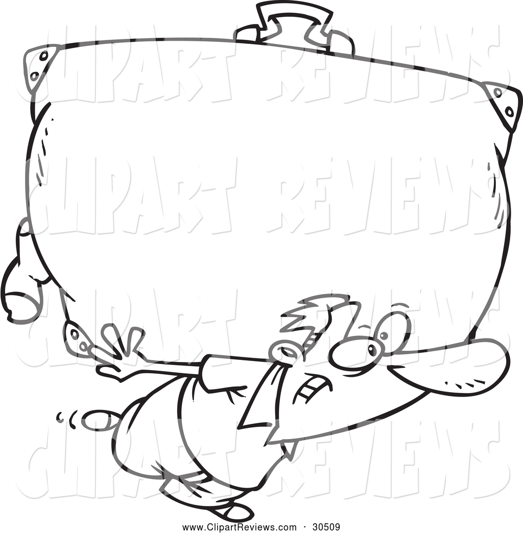 1024x1044 Clip Art Of A Black And White Man Carrying A Big Suitcase By