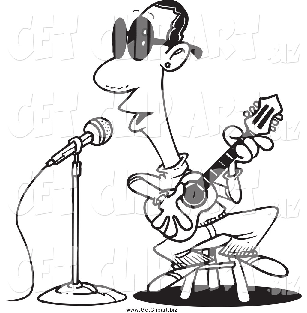 1024x1044 Clip Art Of A Black And White Man Singing The Blues By Toonaday