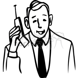 300x300 Royalty Free Black And White Man Using A Cell Phone 159512 Vector