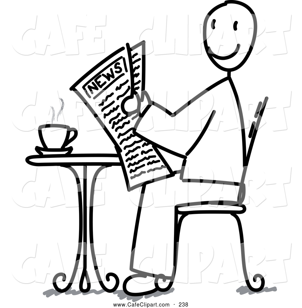 1024x1044 Vector Clip Art Of A Black And White Stick Man Reading The News