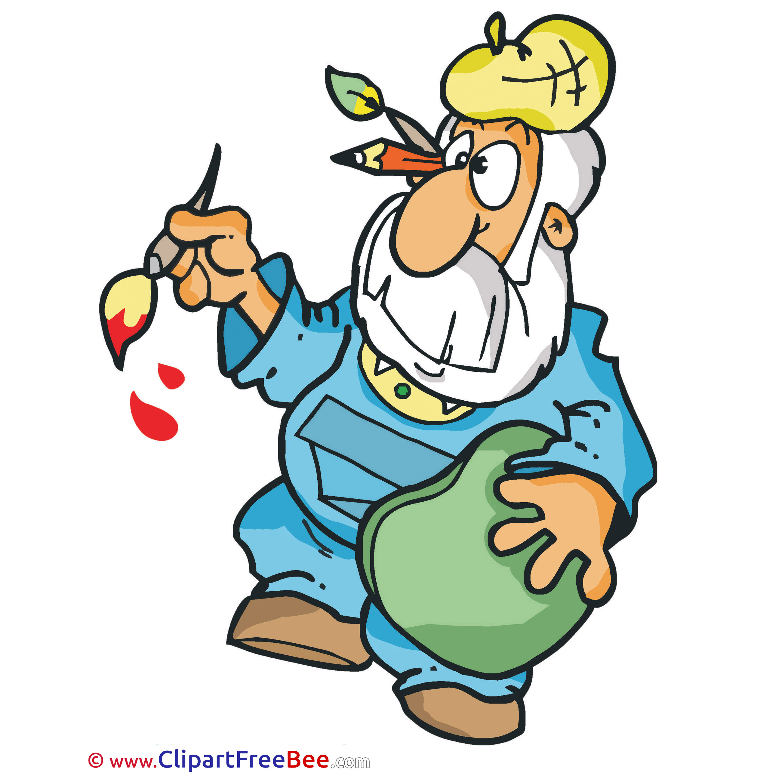 2600x2600 Old Man Painter Clipart Free Image Download