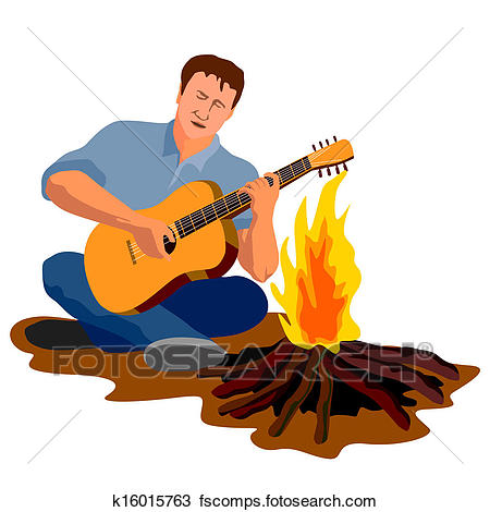 450x470 Drawing Of Man Camping Playing Guitar K16015763