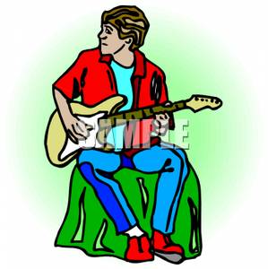 299x300 Man Sitting And Playing Guitar Clipart Picture