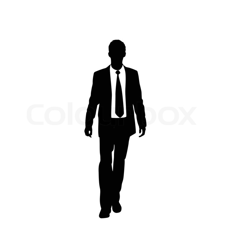 800x800 Vector Business Man Black Silhouette Standing Full Length Over