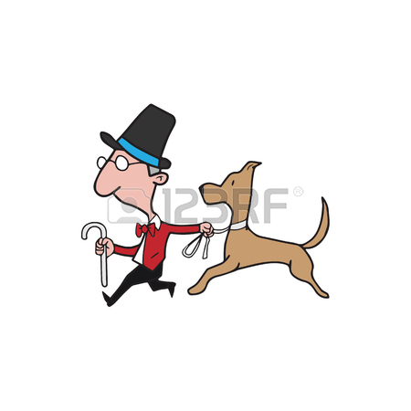 450x450 Cartoon Funny Woman Walking With Dog Royalty Free Cliparts