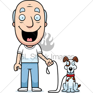 325x325 Cartoon Man Walking Dog Gl Stock Images