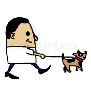320x320 Cartoon Illustration Of Man Walking His Heart With Leash Like