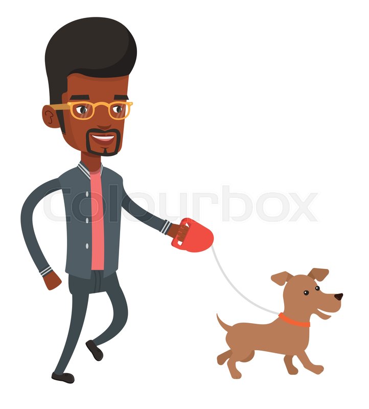 722x800 African American Young Man With His Pet. Happy Man Taking Dog