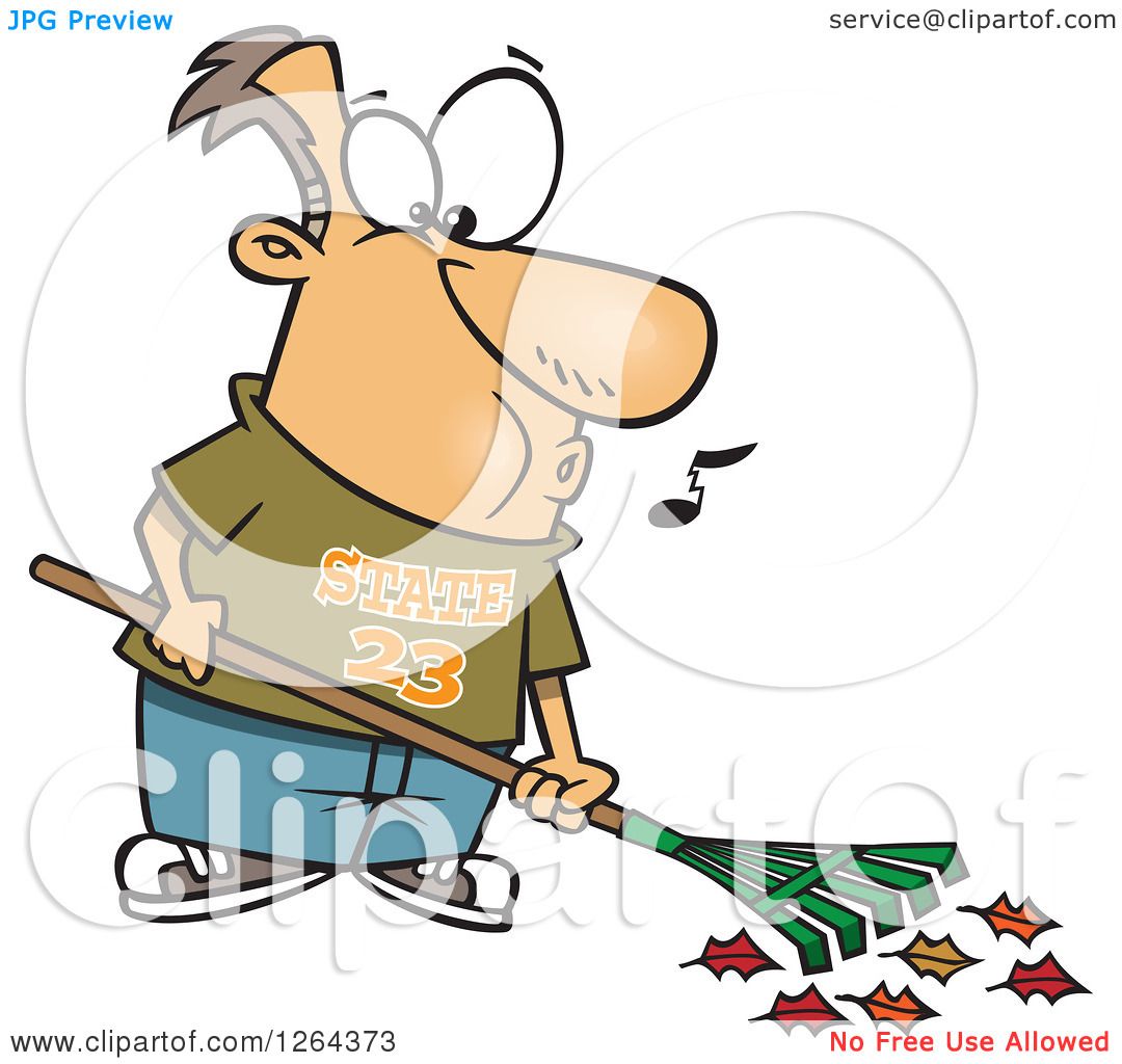 1080x1024 Clipart Of A Cartoon Happy Caucasian Man Whistling And Raking