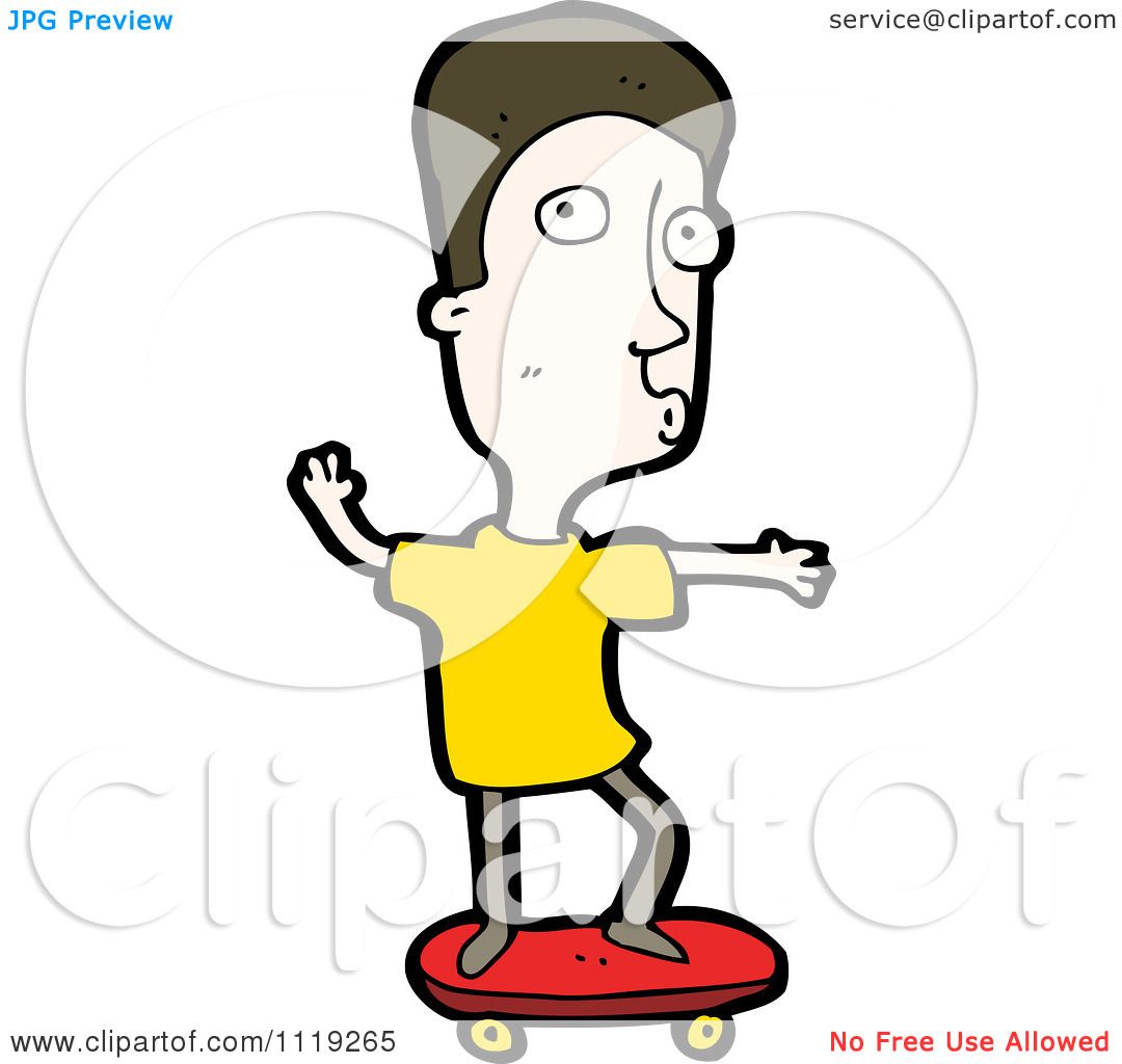 1080x1024 Vector Cartoon Of A White Guy Whistling And Skateboarding