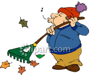 300x242 Whistling While Raking Leaves Royalty Free Clipart Picture