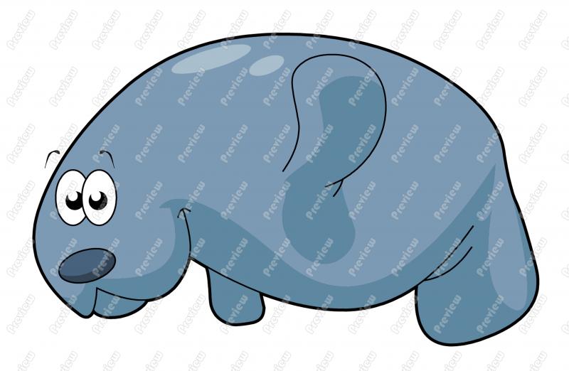 800x522 Manatee Character Clip Art