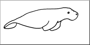 304x154 Clip Art Cute Manatee Bampw I Abcteach