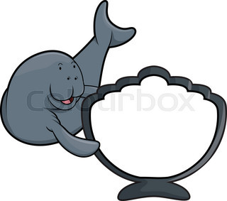 320x283 Cute Cartoon Manatee. Vector Illustration With Simple Gradients