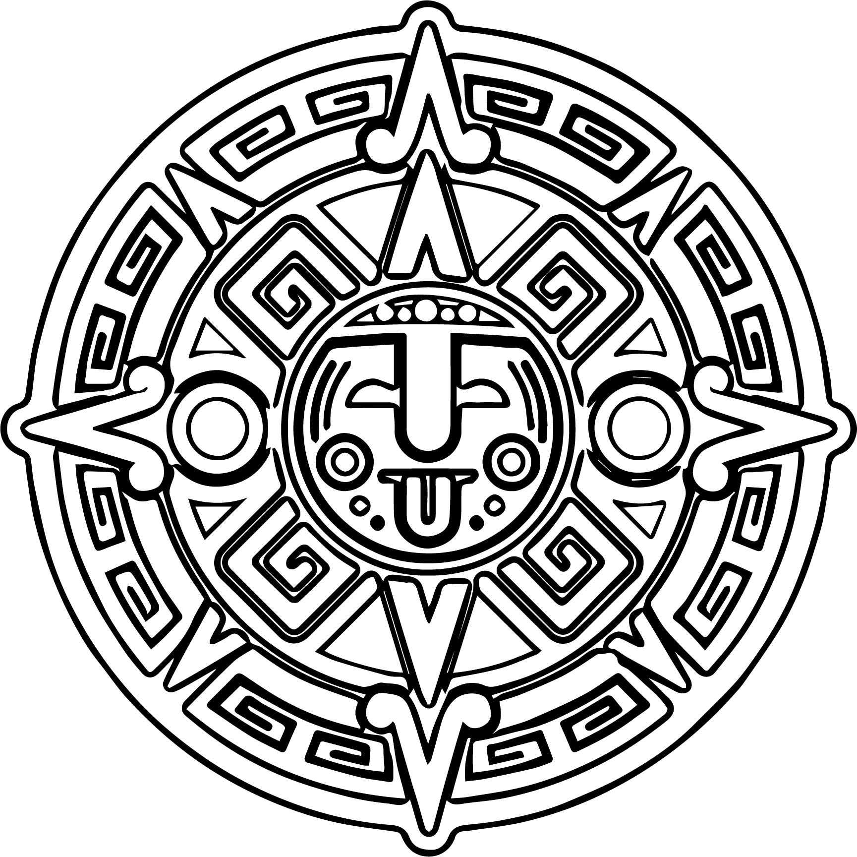 1729x1728 Aztec Mandala Coloring Page Wecoloringpage