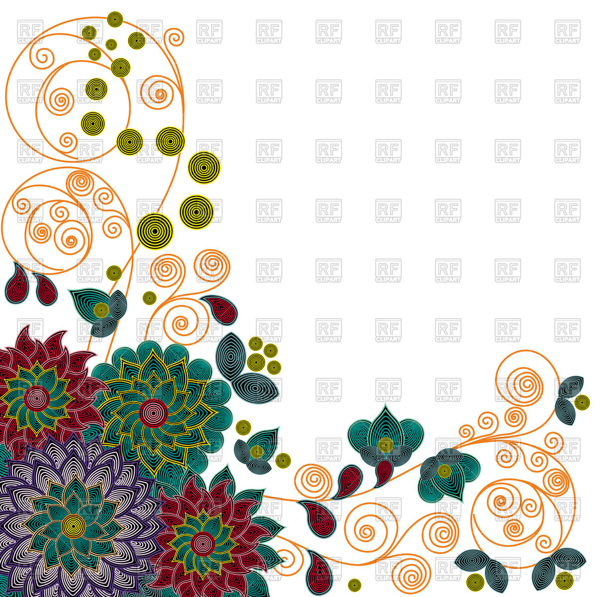 1200x1200 Floral Pattern With Beautiful Colorful Stylized Flowers Royalty