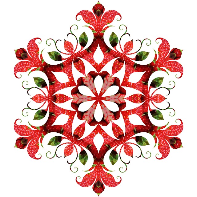 640x640 Free Photo Red Strawberries Ornament Mandala Pattern