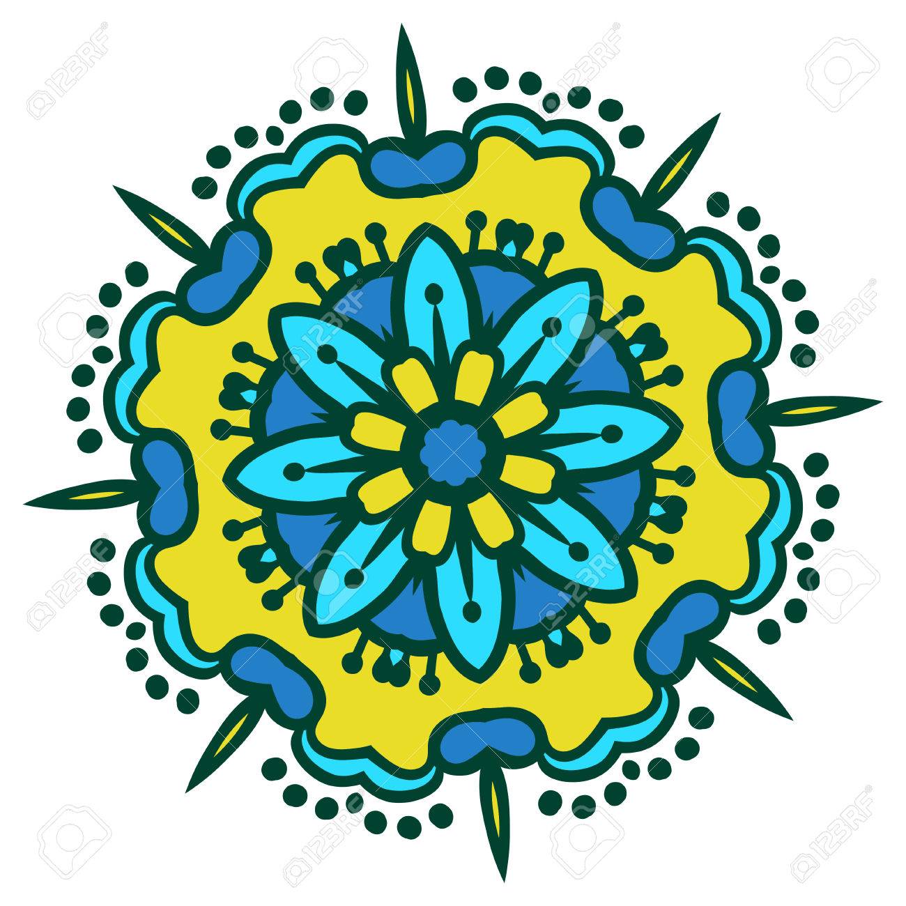1300x1300 Hand Drawing Zentangle Color Element. Flower Mandala. Vector