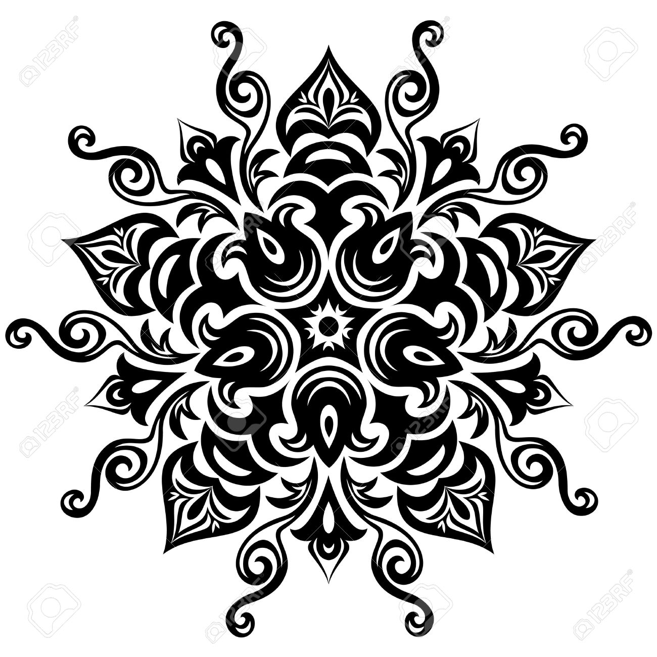 1300x1300 Mandala Clipart Black And White