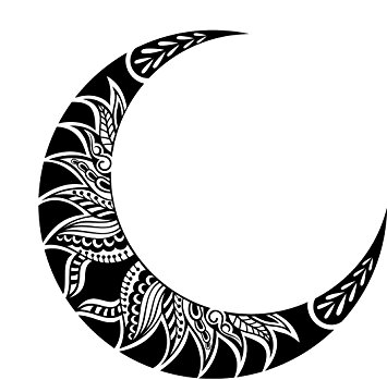 355x349 Pretty Black And White Crescent Moon With Mandala