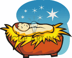 300x243 Clip Art Of Starry Night Baby Jesus In A Manger. 142908 You