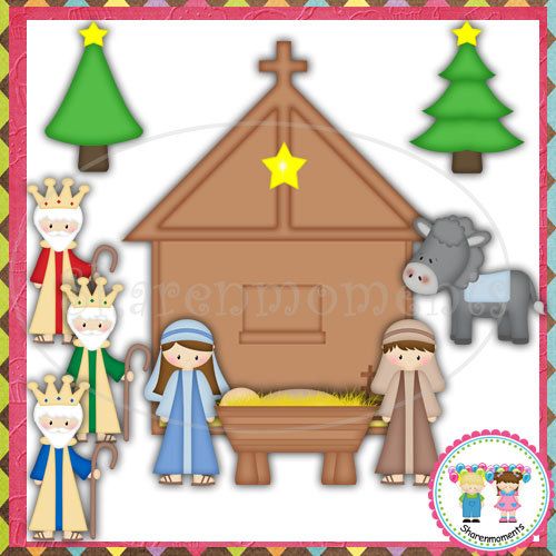 500x500 Away In A Manger Clipart