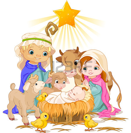 445x450 Christmas Nativity Scene With Holy Family Royalty Free Cliparts