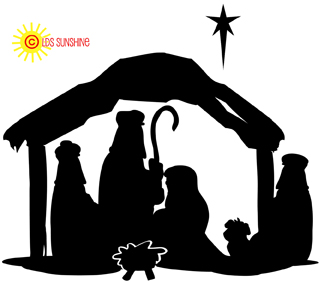 324x281 Manger Scene Silhouette W Star Xmas Silhouettes