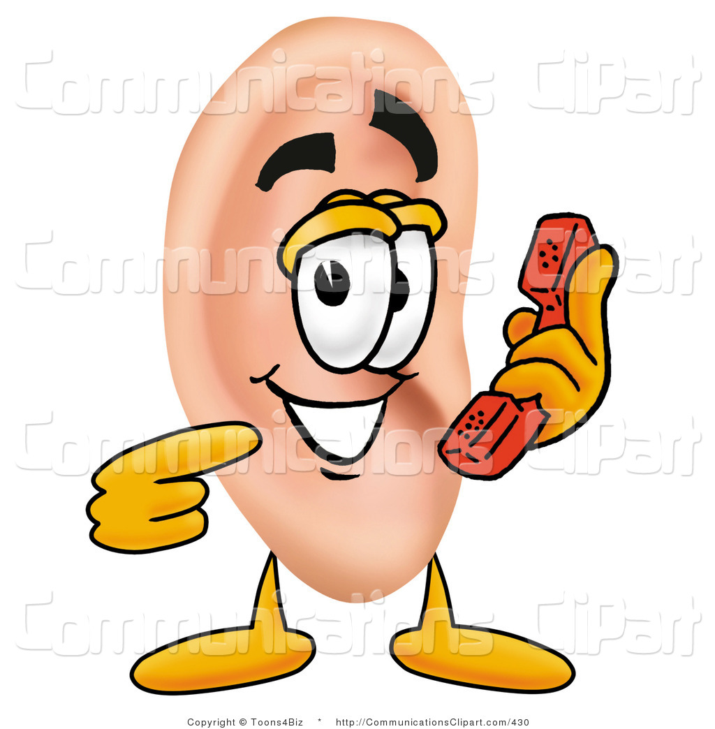 1024x1044 Communication Clipart Of A Human Ear Mascot Cartoon Character