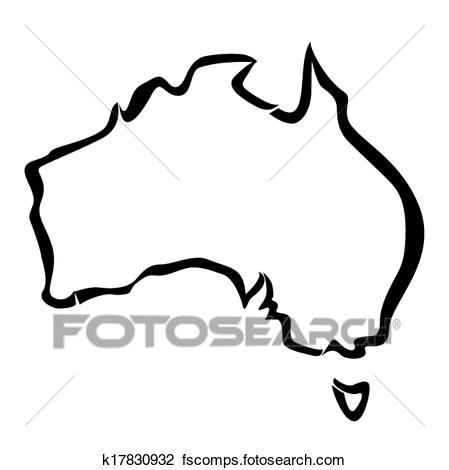 449x470 Clipart Of Black Outline Of Australia Map K17830932