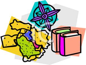 300x227 Free Clipart Image A Compass And Map