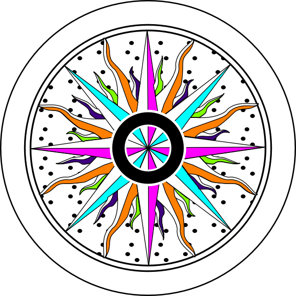 600x600 Colorful Compass Rose Clip Art