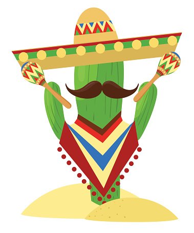 379x455 Mexico Set Cinco De Mayo Sombrero, Maracas And Jalapeno Premium