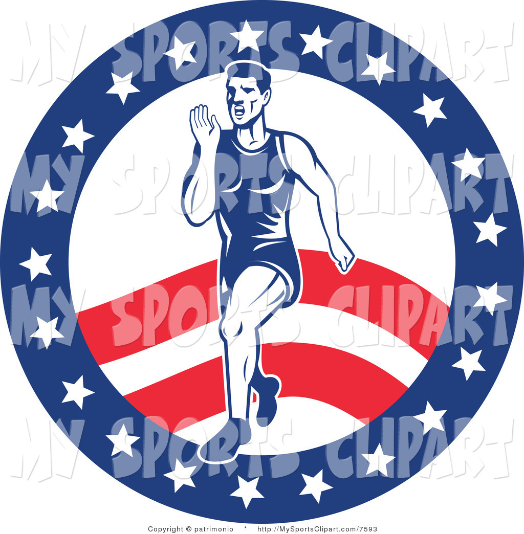 1024x1044 Sports Clip Art Of A Marathon Runner Over An American Background