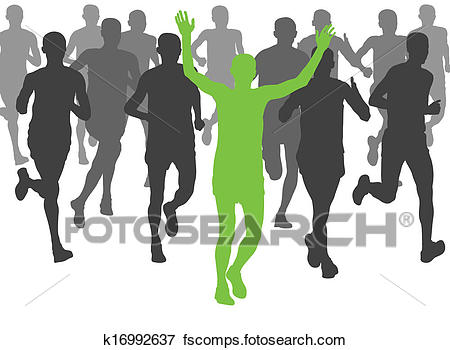 450x350 Clip Art Of Marathon Runners Vector Background K16992637