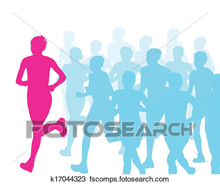 450x377 Clipart Of Women Marathon Winner Finish Vector Background