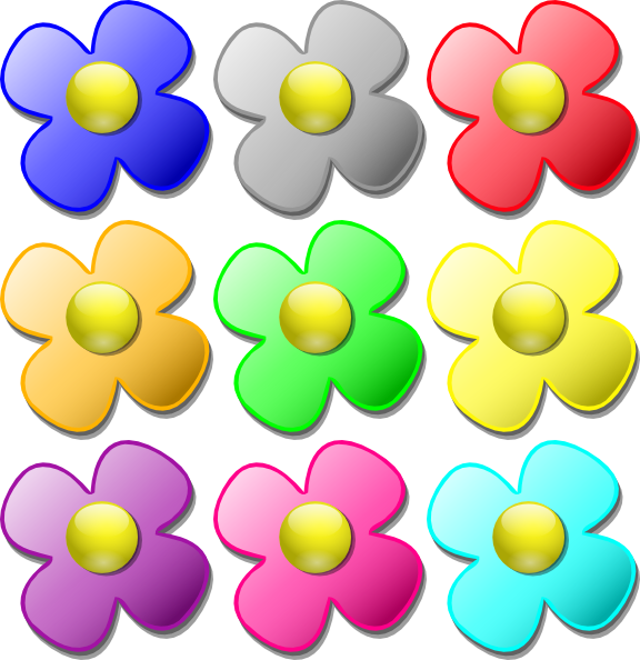 576x594 Game Marbles Flowers Clip Art