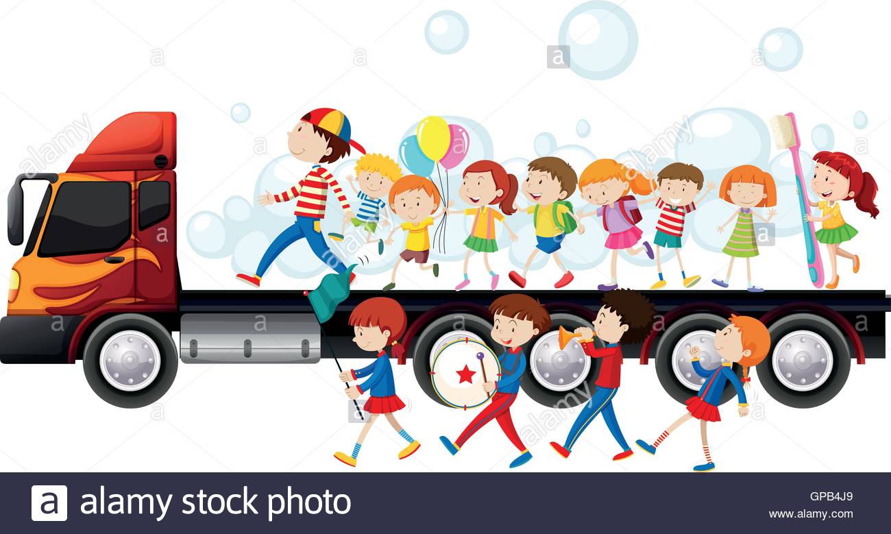 1300x779 Band And Children In Parade Illustration Stock Vector Art