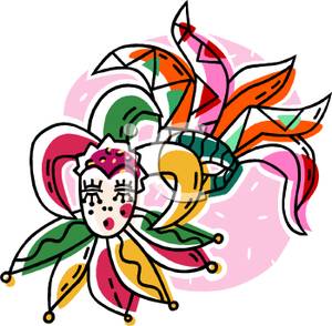 300x294 Jester Doll And A Mardi Gras Mask Clipart Picture