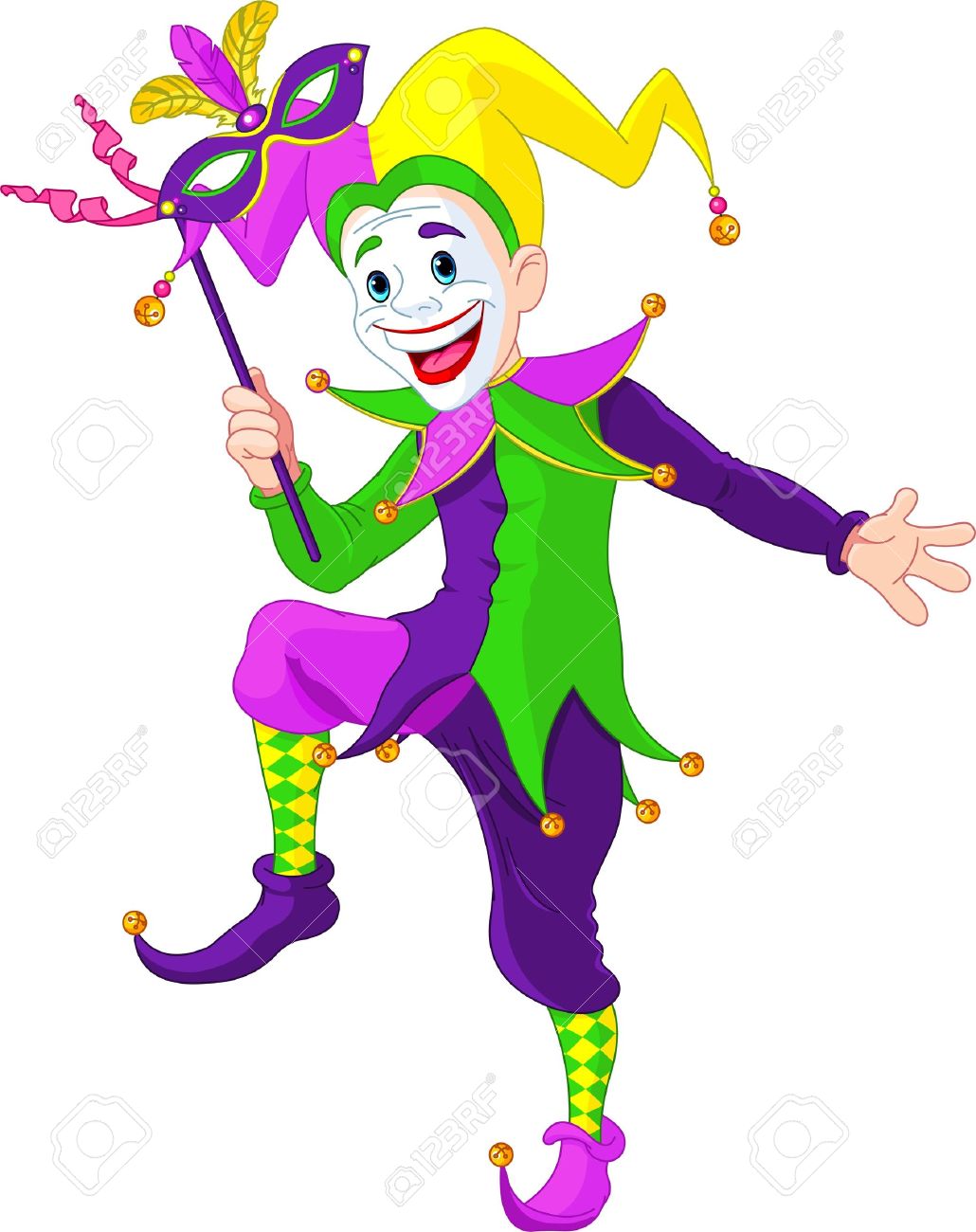 1030x1300 Clip Art Illustration Of A Cartoon Mardi Gras Jester Holding
