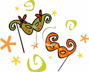 300x243 Handheld Mardi Gras Masks Clip Art Image