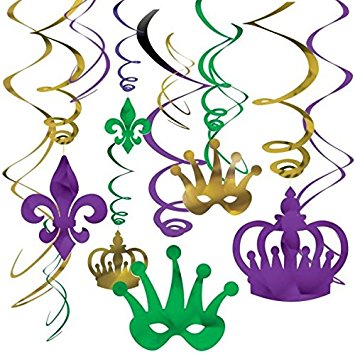 355x355 Vibrant Mardi Gras Party Crown And Mask Swirl Ceiling