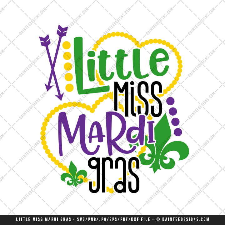 720x720 Little Miss Mardi Gras Svg, Dxf, Eps, Digital Cutting File