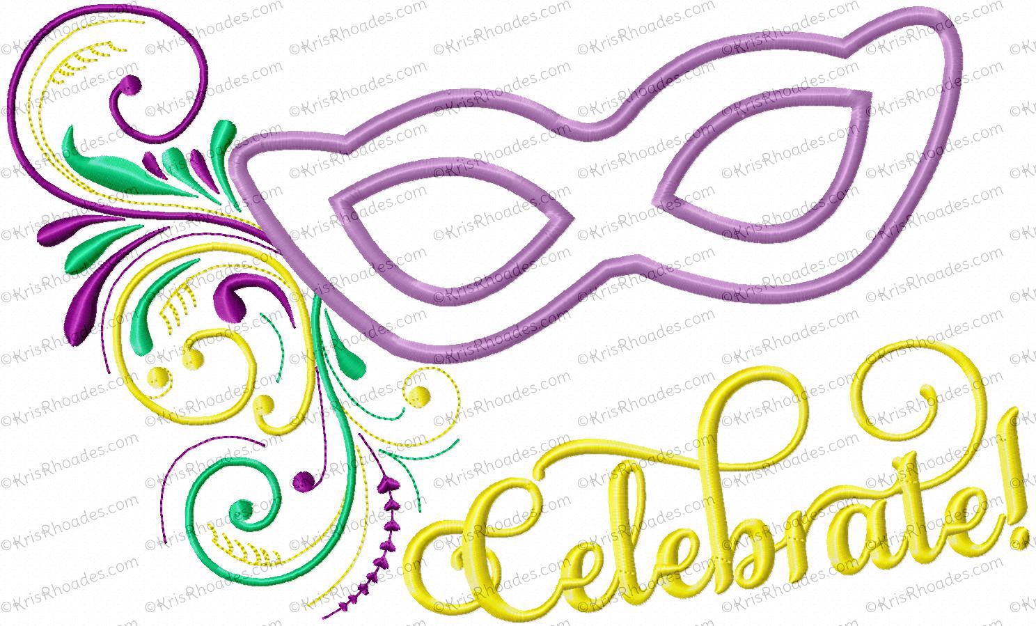 1488x899 Mardi Gras Mask 2 Applique Embroidery Design