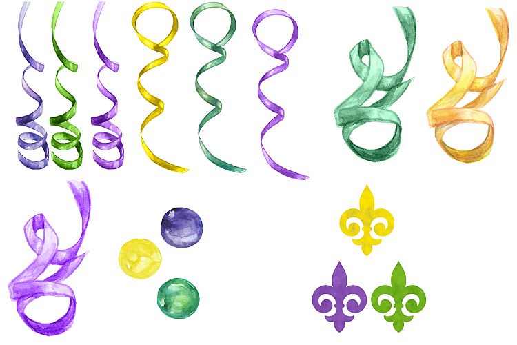 750x500 Watercolor Mardi Gras Digital Clip Art Design Bundles