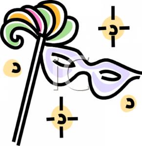 291x300 Feathered Mardi Gras Mask Clip Art Image