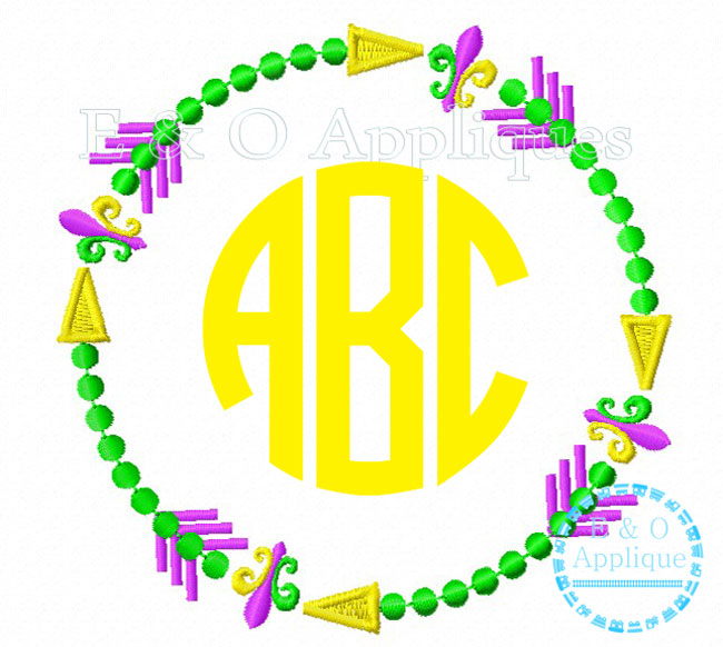 650x582 Arrow Mardi Gras Beads Monogram Frame Embroidery Design