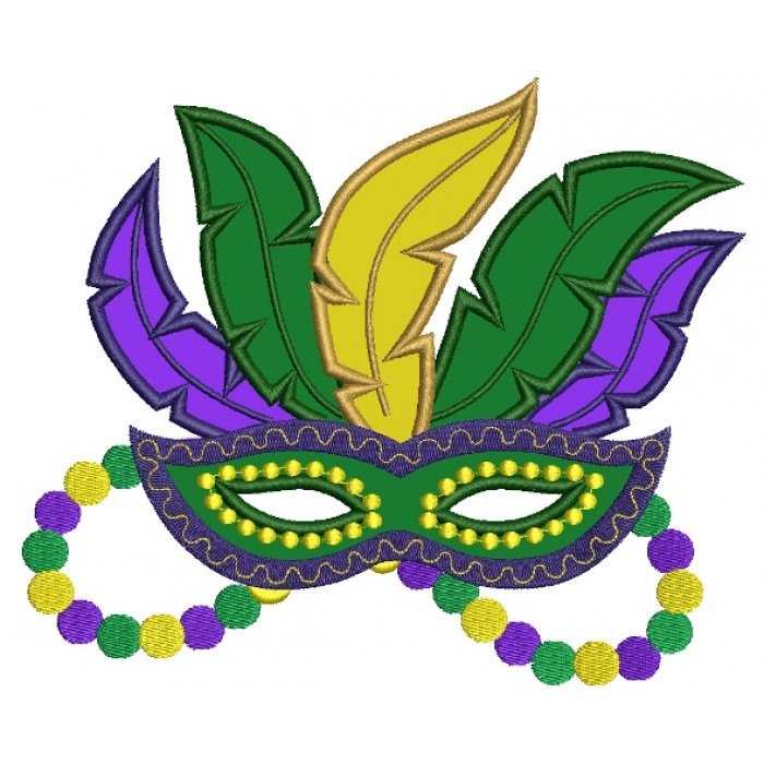 700x700 Gras Mask With Beads And Feathers Applique Machine Embroidery