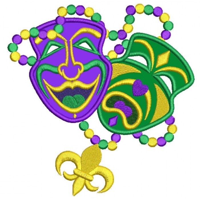 700x700 Masks Mardi Gras Applique Machine Embroidery Digitized Design Pattern
