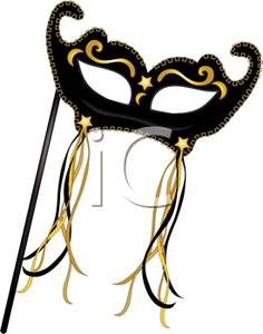 236x300 Black And Gold Handheld Mardi Gras Mask Clipart Picture